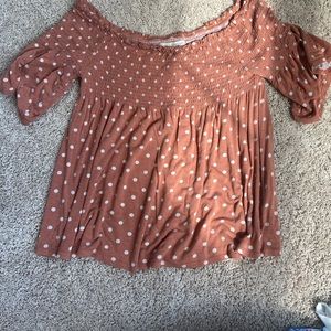 Off the shoulder polkadot shirt